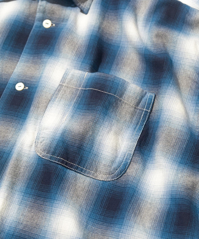 CAHLUMN Magazine Pocket Open Collar Shirt(Ombre) / 雜誌口袋襯衫