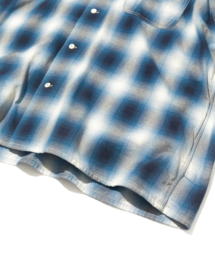 CAHLUMN Magazine Pocket Open Collar Shirt(Ombre) / 雜誌口袋襯衫