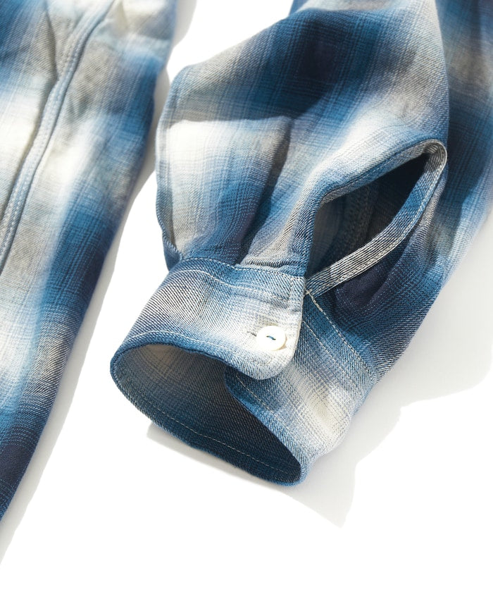 CAHLUMN Magazine Pocket Open Collar Shirt(Ombre) / 雜誌口袋襯衫