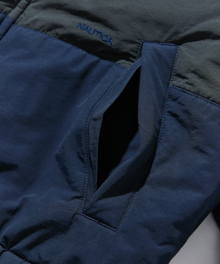 NAUTICA / 異材質雙面穿短版中綿外套