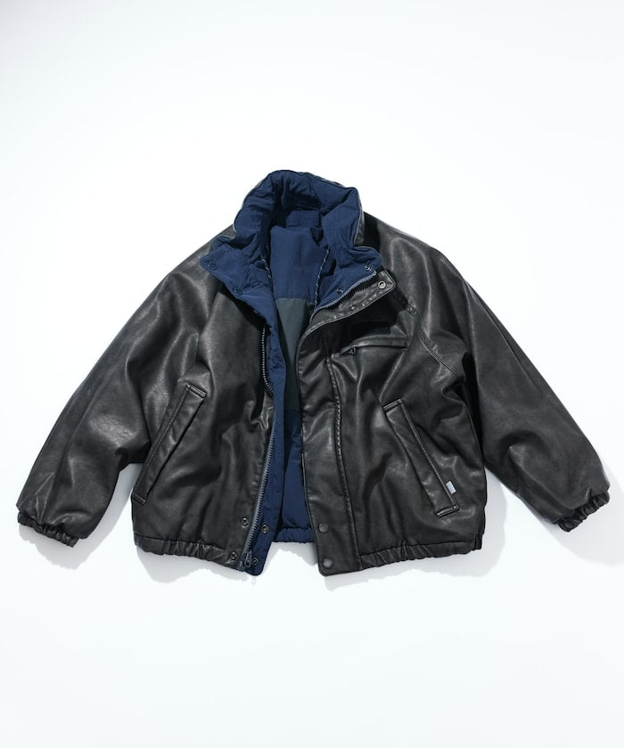 NAUTICA / 異材質雙面穿短版中綿外套