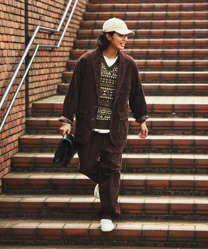 NAUTICA / 燈芯絨寬版褶裝長褲