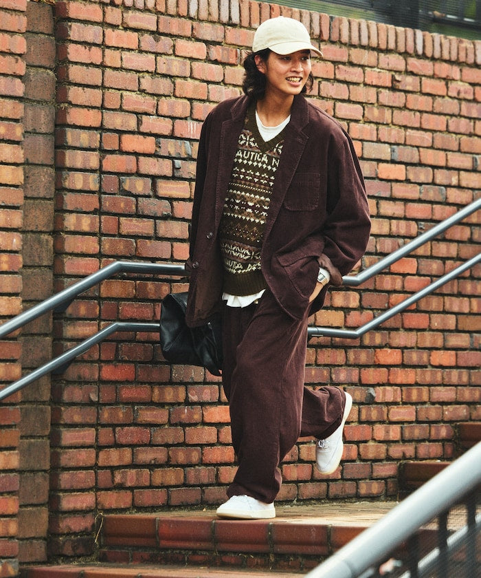 NAUTICA / 燈芯絨寬版褶裝長褲