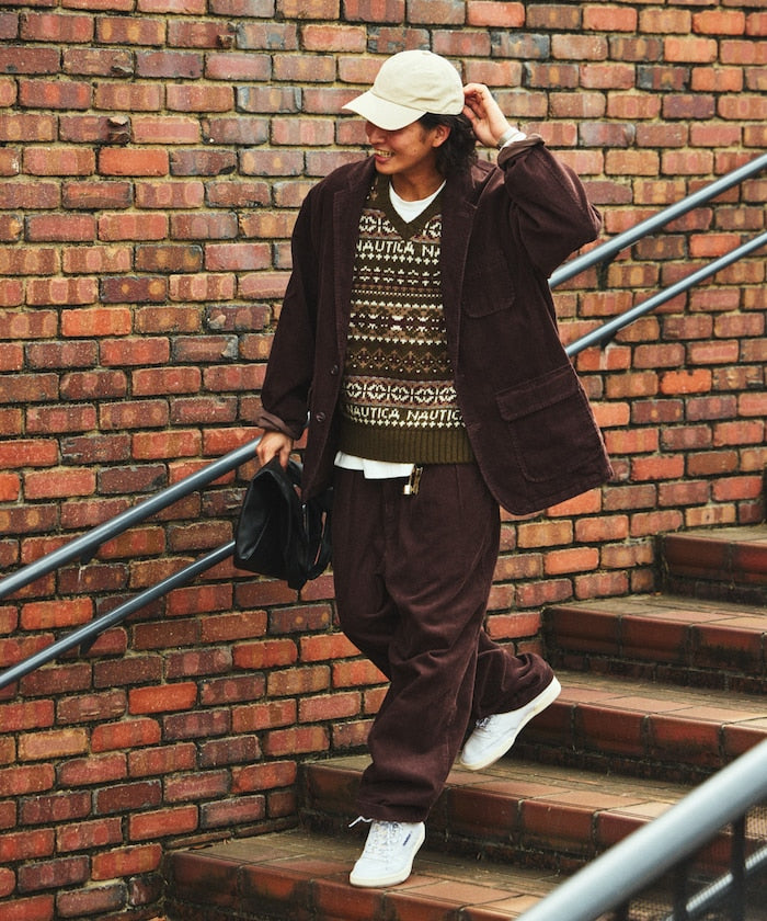 NAUTICA / 燈芯絨寬版褶裝長褲