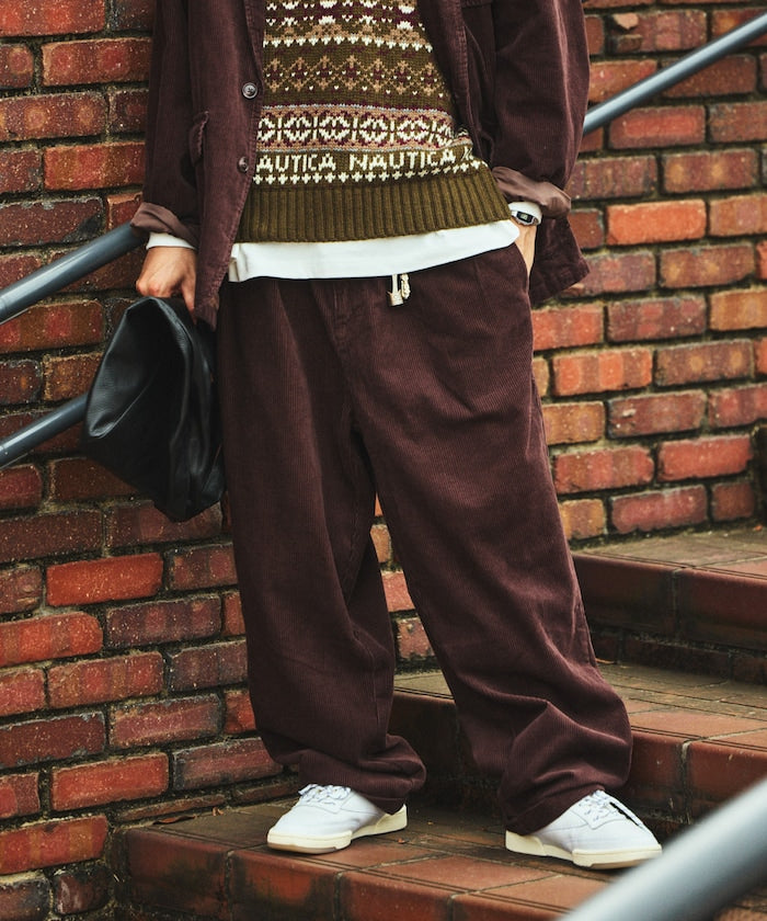 NAUTICA / 燈芯絨寬版褶裝長褲