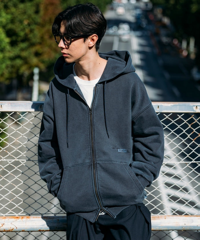 NAUTICA / 刷舊 雙向拉鍊帽衫