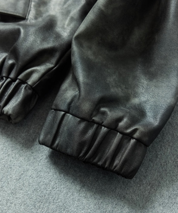 UMBRO x FREAK’S STORE / 別注 Leatherette Stand Collar Blouson 仿皮革 立領拉鍊外套