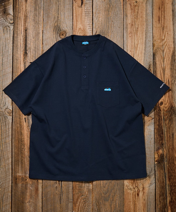 KAVU × FREAK'S STORE / 刺繡亨利領 短袖T恤