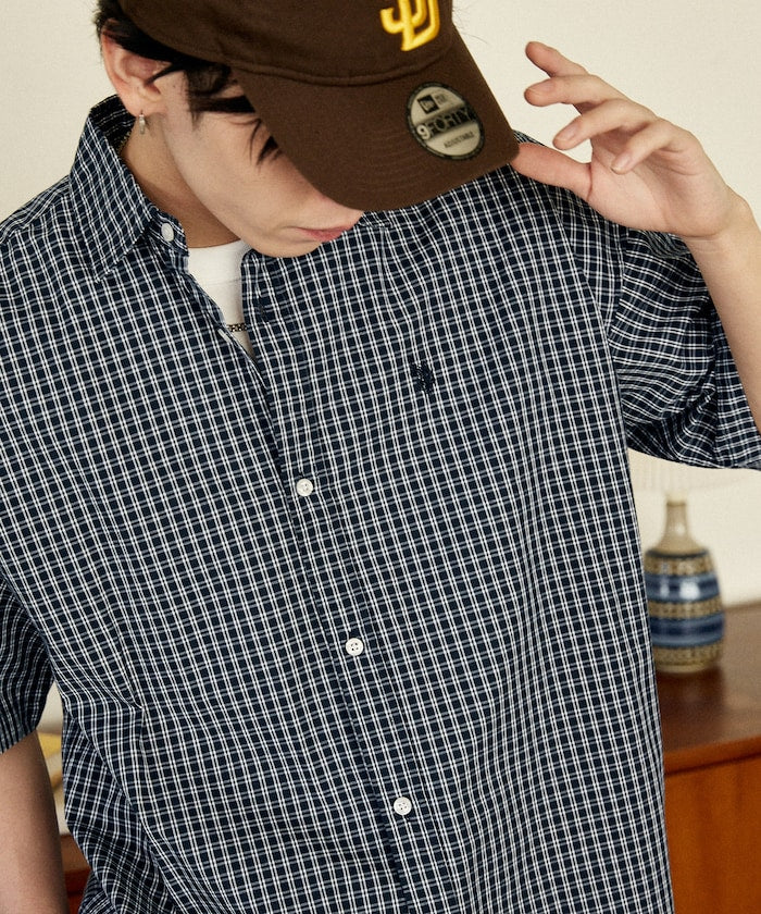 U.S. POLO ASSN. / 刺繡格紋 短袖襯衫