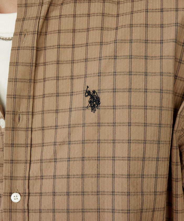 U.S. POLO ASSN. / 刺繡格紋 短袖襯衫