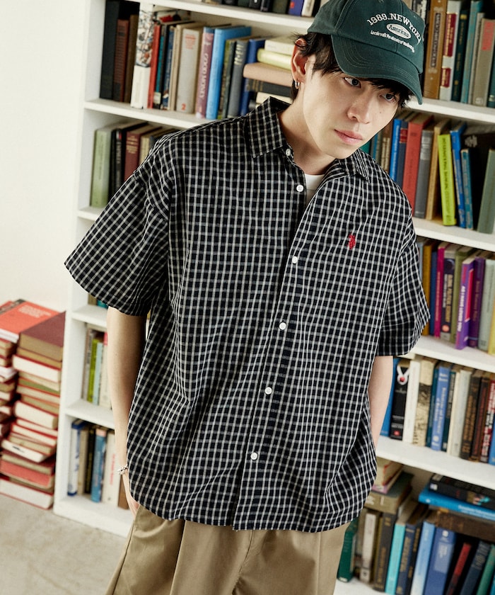 U.S. POLO ASSN. / 刺繡格紋 短袖襯衫