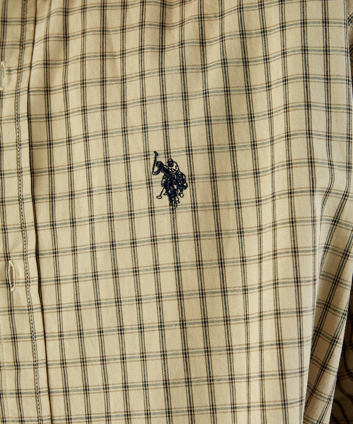 U.S. POLO ASSN. / 刺繡格紋 短袖襯衫