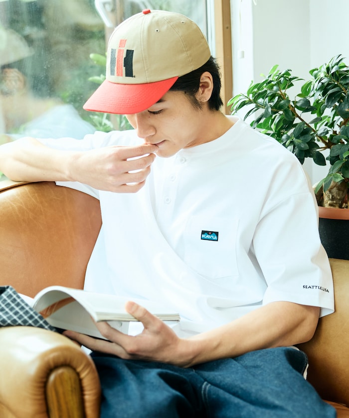 KAVU × FREAK'S STORE / 刺繡亨利領 短袖T恤