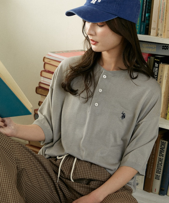 U.S. POLO ASSN. / 亨利領涼感針織 短袖T恤