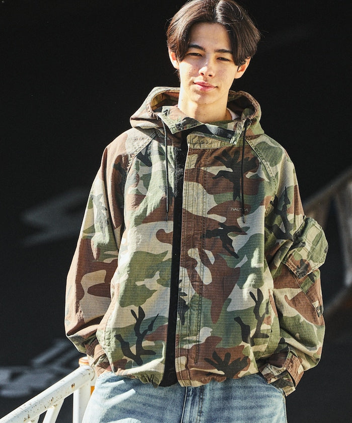 NAUTICA JP / 迷彩抽繩軍事短款外套