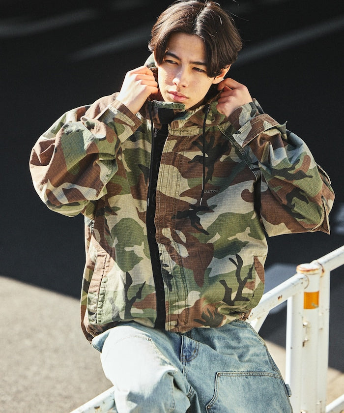 NAUTICA JP / 迷彩抽繩軍事短款外套