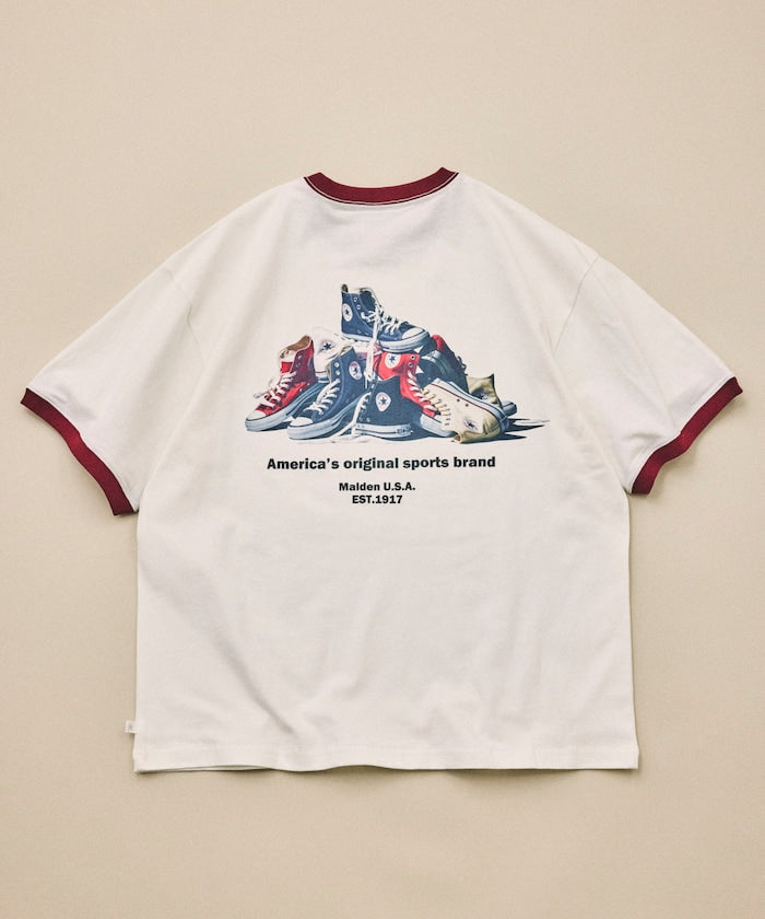 CONVERSE / 鞋履主題背面印花短袖T恤