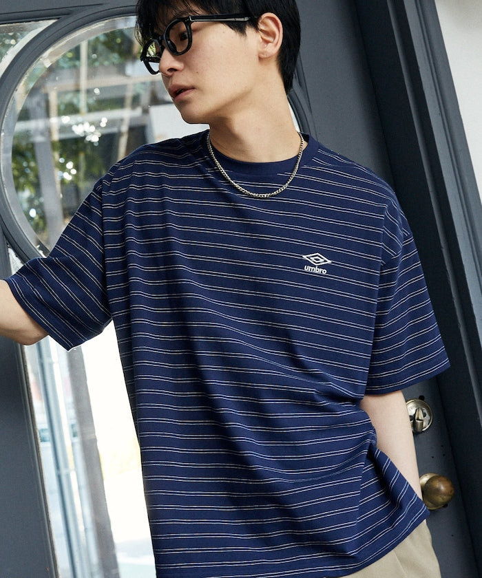UMBRO / 刺繡條紋短袖T恤