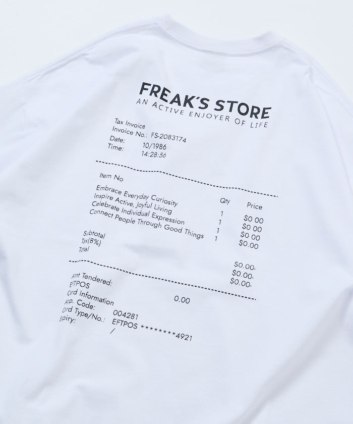 FREAK'S STORE / 收據圖像 背面印花 短袖T恤