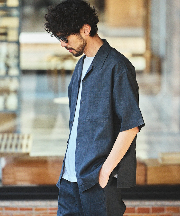 FREAK’S STORE LINEN COTTON OPEN COLLAR SS SHIRT / 亞麻棉質開領短袖襯衫