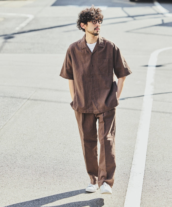 FREAK’S STORE LINEN COTTON OPEN COLLAR SS SHIRT / 亞麻棉質開領短袖襯衫