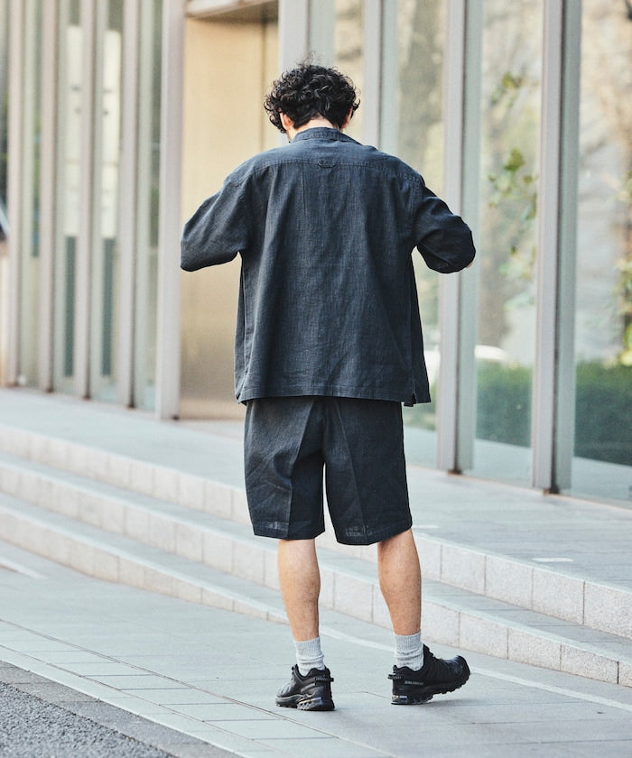 FREAK’S STORE LINEN COTTON OPEN COLLAR SS SHIRT / 亞麻棉質開領短袖襯衫