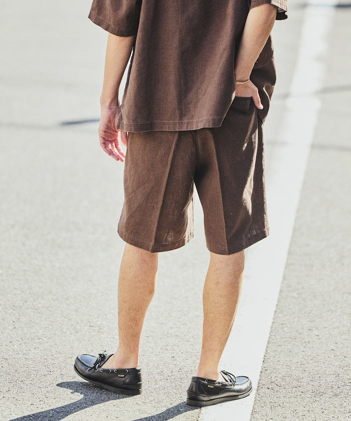 FREAK’S STORE LINEN COTTON EASY SHORT PANTS / 亞麻棉質雙褶鬆緊短褲