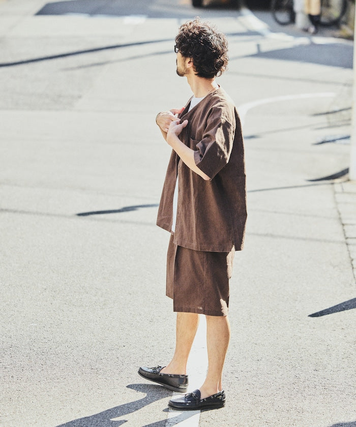 FREAK’S STORE LINEN COTTON EASY SHORT PANTS / 亞麻棉質雙褶鬆緊短褲