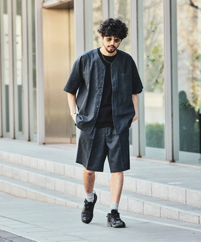 FREAK’S STORE LINEN COTTON EASY SHORT PANTS / 亞麻棉質雙褶鬆緊短褲
