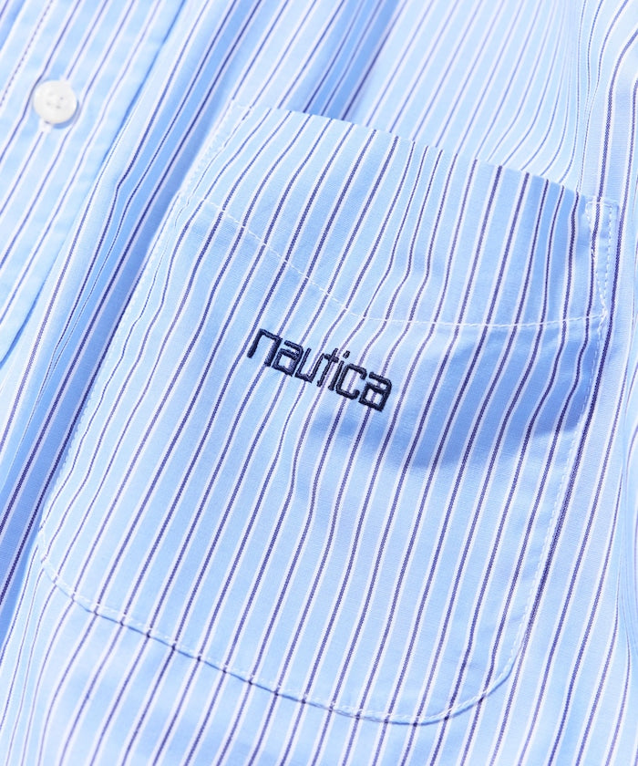 NAUTICA JP / 經典府綢條紋寬鬆扣領襯衫