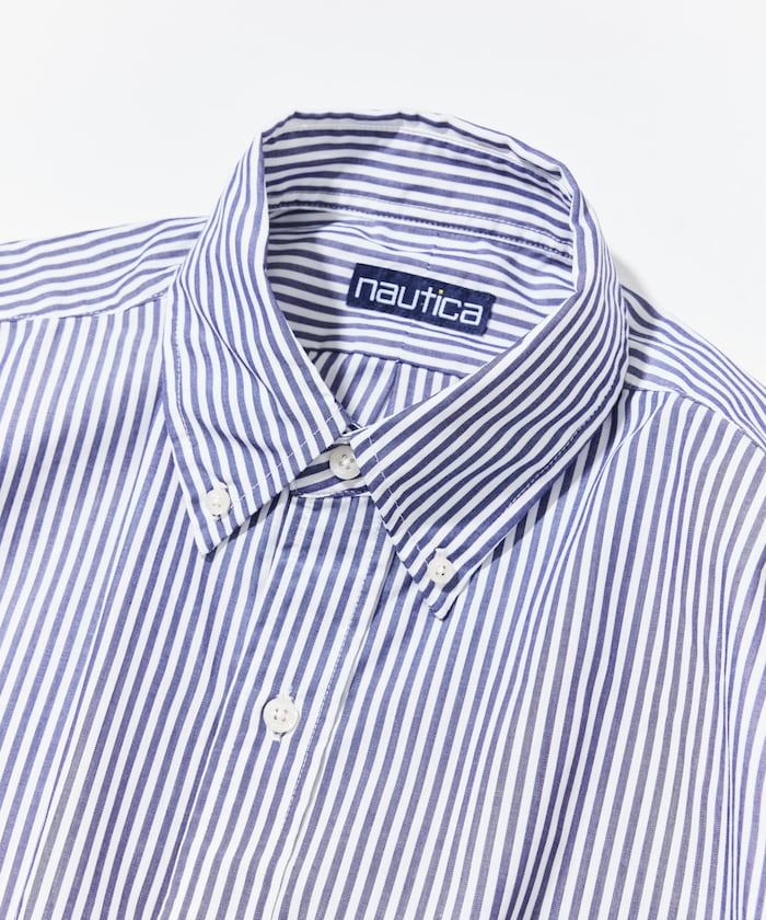 NAUTICA JP / 經典府綢條紋寬鬆扣領襯衫