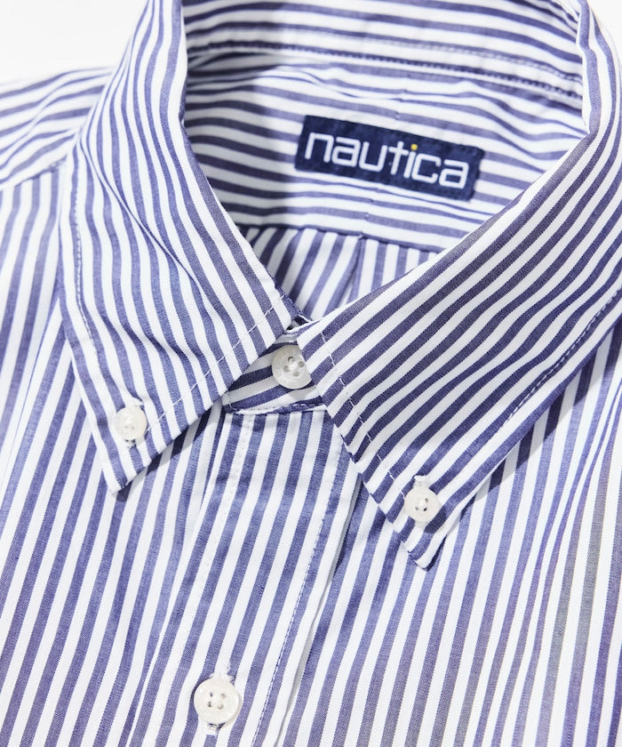 NAUTICA JP / 經典府綢條紋寬鬆扣領襯衫