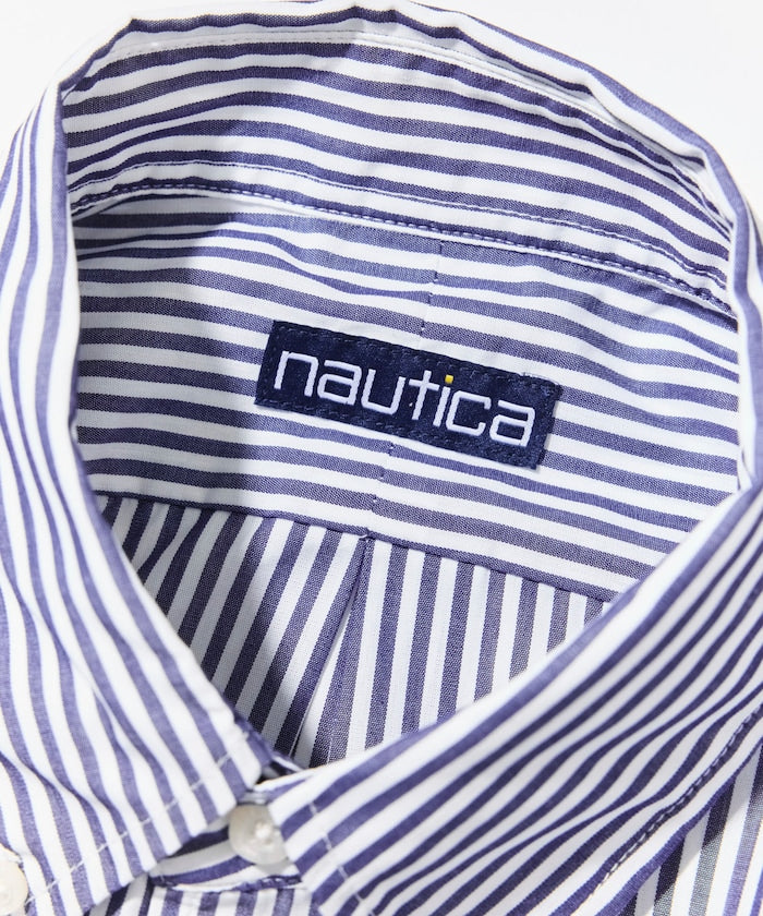 NAUTICA JP / 經典府綢條紋寬鬆扣領襯衫
