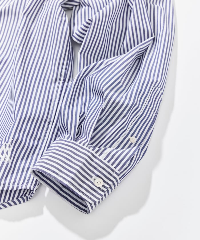 NAUTICA JP / 經典府綢條紋寬鬆扣領襯衫