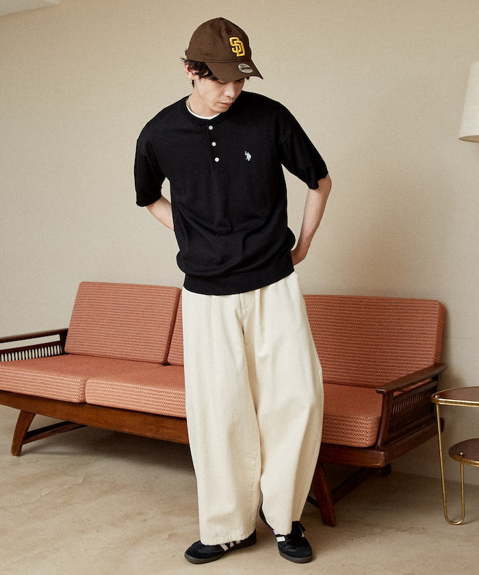 U.S. POLO ASSN. / 亨利領涼感針織 短袖T恤