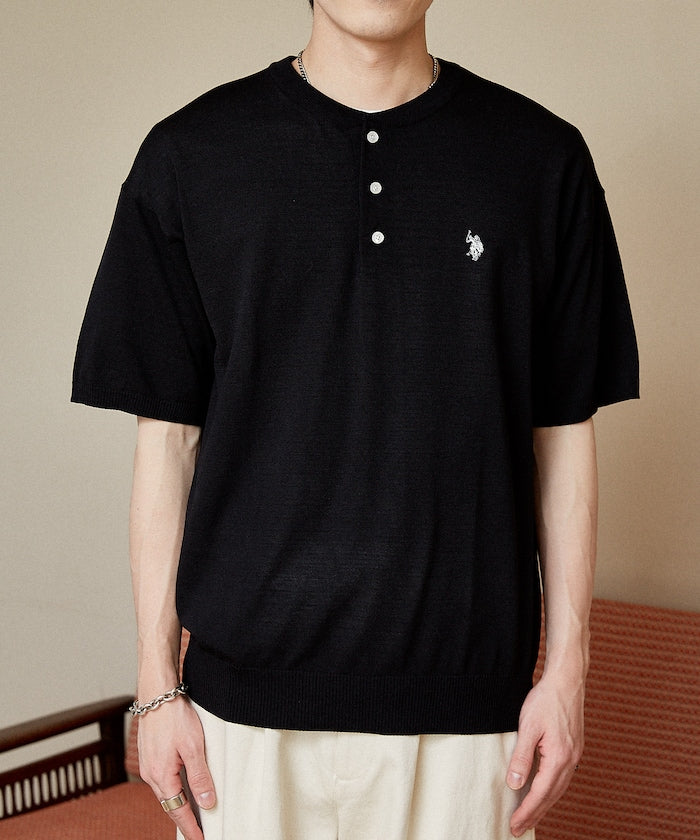 U.S. POLO ASSN. / 亨利領涼感針織 短袖T恤
