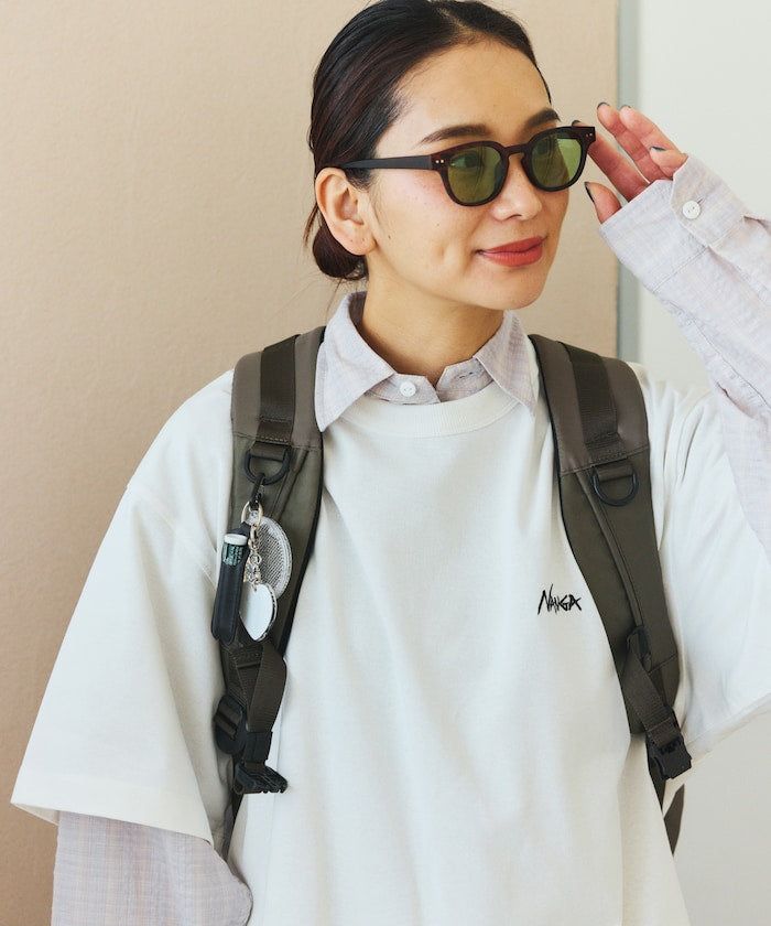NANGA 別注 刺繍 ECO HYBRID LOGO TEE / 環保混紡刺繡標誌寬版T恤