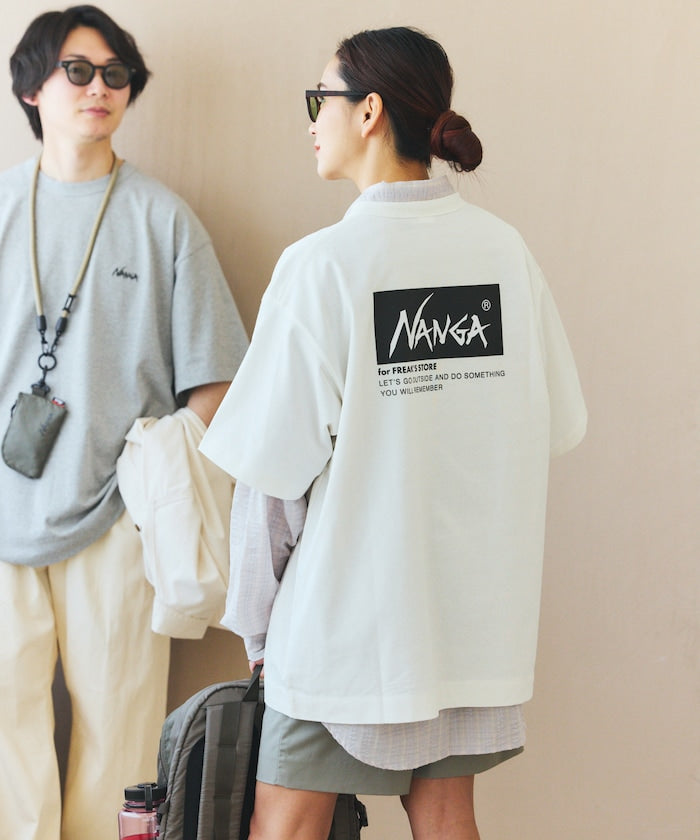 NANGA 別注 刺繍 ECO HYBRID LOGO TEE / 環保混紡刺繡標誌寬版T恤