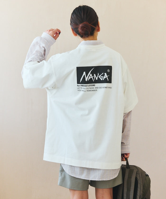 NANGA 別注 刺繍 ECO HYBRID LOGO TEE / 環保混紡刺繡標誌寬版T恤