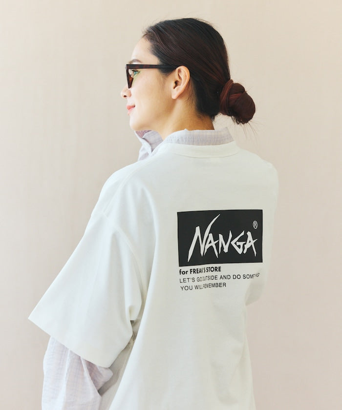 NANGA 別注 刺繍 ECO HYBRID LOGO TEE / 環保混紡刺繡標誌寬版T恤