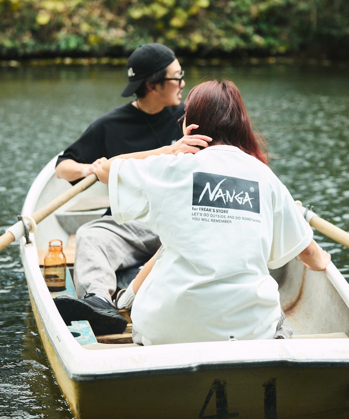 NANGA 別注 刺繍 ECO HYBRID LOGO TEE / 環保混紡刺繡標誌寬版T恤