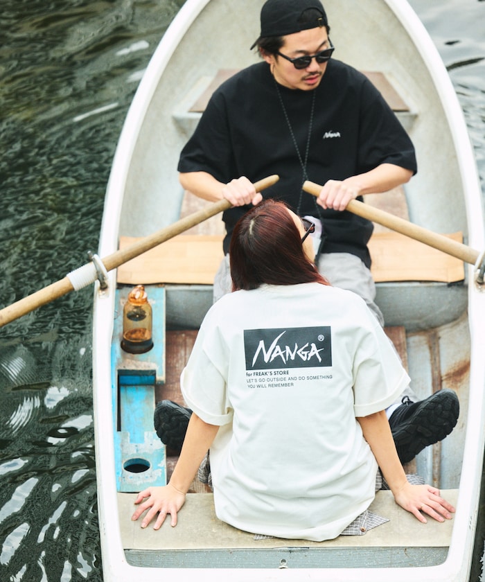 NANGA 別注 刺繍 ECO HYBRID LOGO TEE / 環保混紡刺繡標誌寬版T恤