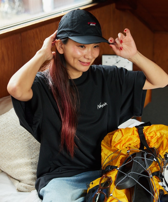 NANGA 別注 刺繍 ECO HYBRID LOGO TEE / 環保混紡刺繡標誌寬版T恤