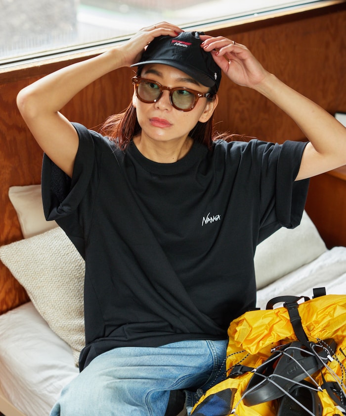 NANGA 別注 刺繍 ECO HYBRID LOGO TEE / 環保混紡刺繡標誌寬版T恤