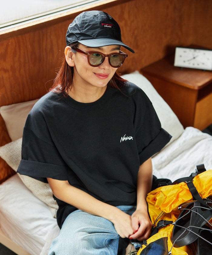 NANGA 別注 刺繍 ECO HYBRID LOGO TEE / 環保混紡刺繡標誌寬版T恤