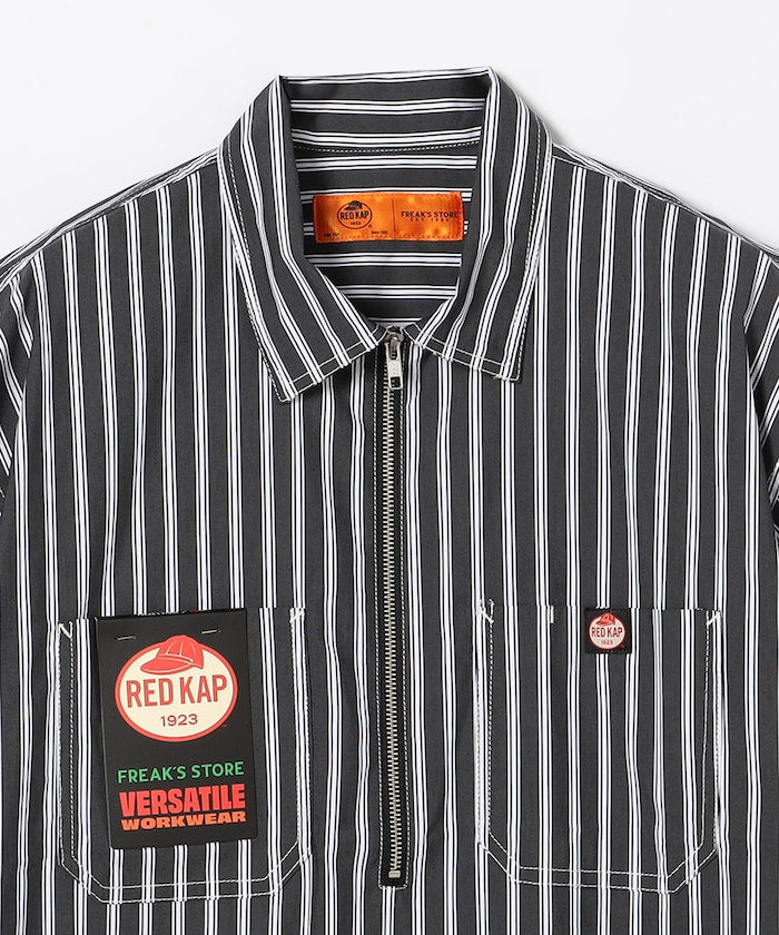 RED KAP / 半拉鍊雙口袋短袖工作 拉鏈半開襟衫