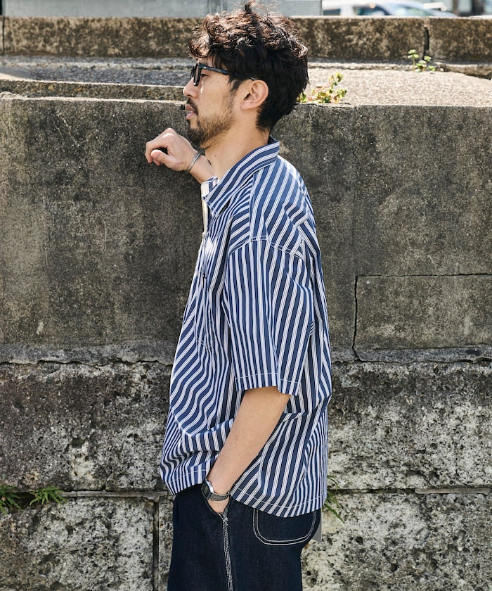 RED KAP × FREAK'S STORE / 半拉鍊雙口袋短袖工作 拉鏈半開襟衫