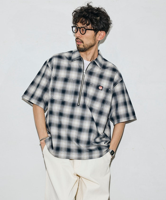 RED KAP × FREAK'S STORE / 半拉鍊雙口袋短袖工作 拉鏈半開襟衫
