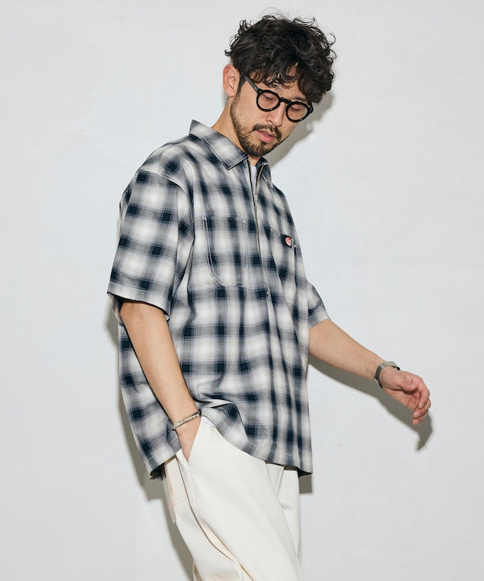 RED KAP × FREAK'S STORE / 半拉鍊雙口袋短袖工作 拉鏈半開襟衫
