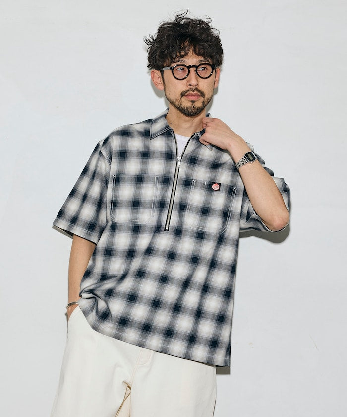 RED KAP × FREAK'S STORE / 半拉鍊雙口袋短袖工作 拉鏈半開襟衫